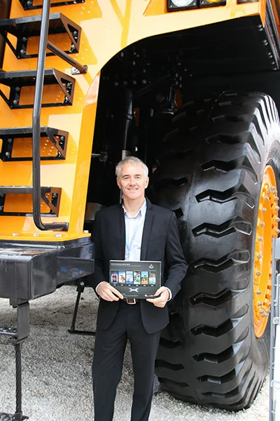 EMAC's UK Sales Representative-Richard Smith with Dumper Truck 400x600